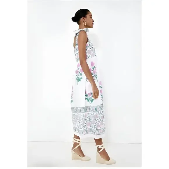 JULIET DUNN White Orchid Poppy Tie Shoulder Dress Size 2 NWT - Picture 4 of 5